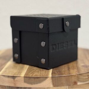DIESEL Textured Faux Leather & Metal Storage Box | Black | Stylish Storage